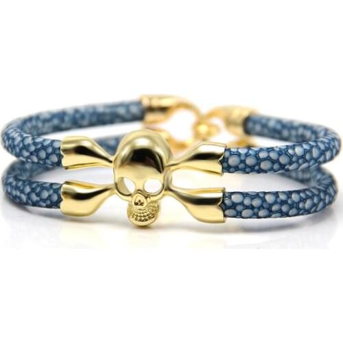 2020 New Fashion Trendy Leather Bracelet For Women 3 Colors Punk Bracelet Female Alloy Skull Bangle Jewelry Girl Gift pulseras