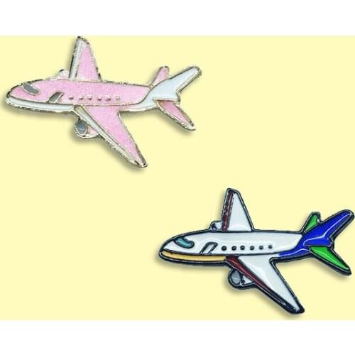 2 styles Airplane Enamel Pin Pink Blue Color Badge Brooch Backpack Clothes Lapel Fashion Jewelry Gift for Friends