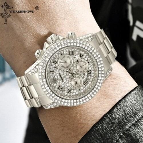 Men Watches Top Brand Luxury Iced Out Watch Gold Diamond Watch for Mens Square Quartz Waterproof Wristwatch Relogio Masculino