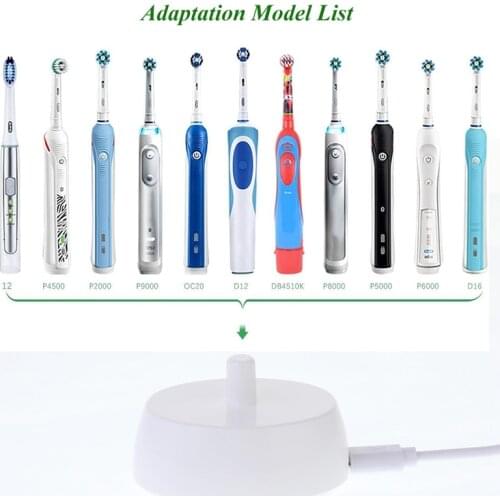 For Braun Oral B Toothbrush Replacement Charger Power Supply Inductive Charging Holder Model 3757 USB Cable White
