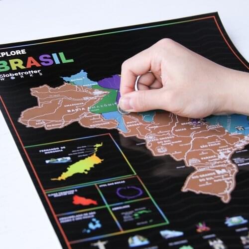 Joylive One Piece 41x29cm Scratch Map Of Brazil Gold /Silver Foil Overlay Mapa De Raspar Brazil Map Support Dropshipping 2021