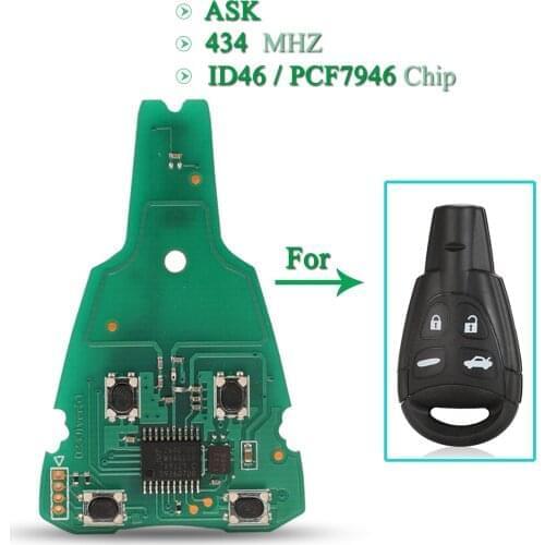 Bilchave 10pcs 434MHz Remote Car Key Circuit Board For 4 Buttons Fob For Saab LTQSAAM433TX Before 2011 With ID46 PCF7946 Chip