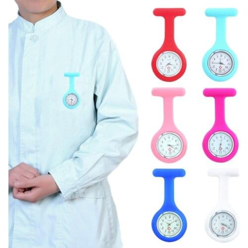 Nurse Fob Watches Silicone Doctor Pocket Lapel Clip On Watches Gift Present Deep Blue/red/light Blue/ Pink/ Red/ White