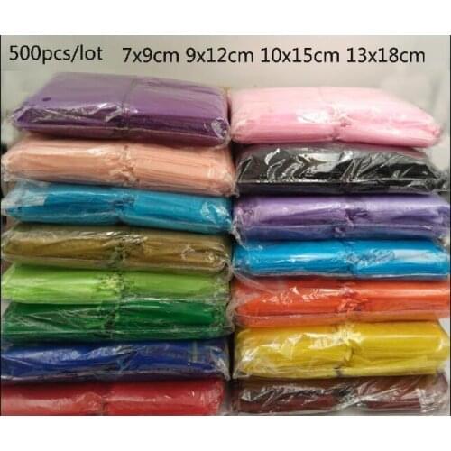 500pcs/lot household organza bags 7x9 9x12 10x15 13x18cm wedding packaging gift bag Party decoration jewelry bags organza pouche