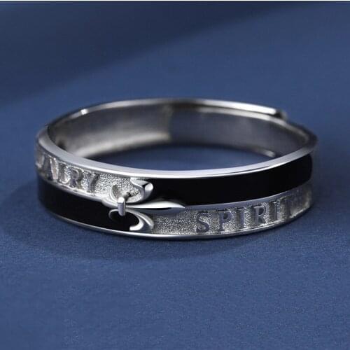 Fashionable Mens S925 Silver-plated Personality Epoxy Chivalry Opening Adjustable Rings J411