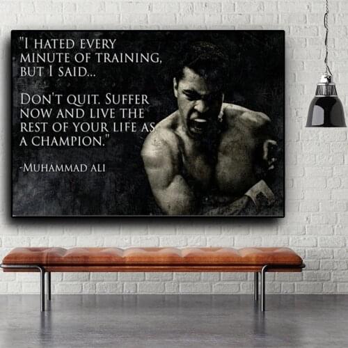 Muhammad Ali Motivational Quote Wall Art Pictures Canvas Painting Nordic Inspirational Sport Posters Prints Cuadros Home Decor
