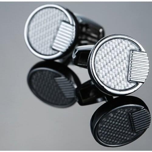 NEW Fashion round fiber Shirt Cufflinks for Mens Cuff buttons High Quality Red Enamel Cufflinks Brand Wedding Gift Jewelry