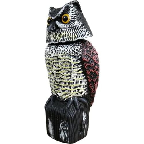 New Realistic Bird Scarer Rotating Head Sound Owl Prowler Decoy Protection Repellent Pest Control Scarecrow Garden Yard