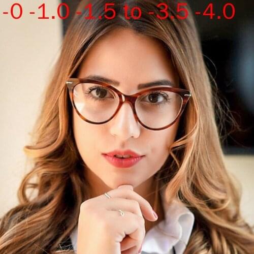 Fashion Transition Sunglasses Photochromic Myopia Eyeglasses Finished Cat Myopia Glasses for Women Computer Optical Glasses NX
