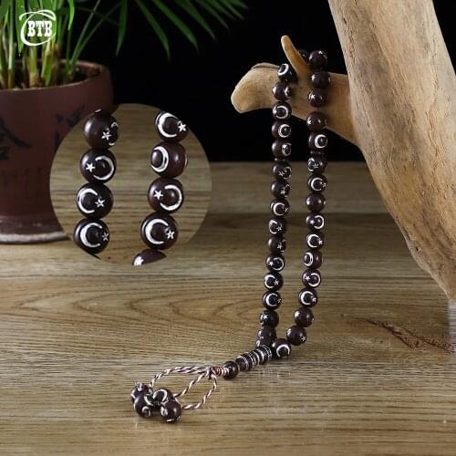 Wholesale 10mm 33 Stars Moon Prayer Bead Bracelet Middle East Muslim Tassel Pendant Charm Bracelet Unisex Jewelry Bracelet