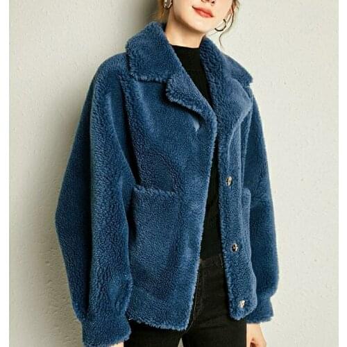 Granular Wool Sheep Shearing Spring and Autumn Womens Coat 2020 Warm New Lalambswool Short Suit Collar Faux Fur Coat