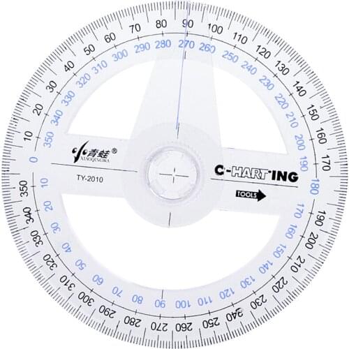 Plastic 360 Degree Protractor Ruler Angle Finder Swing Arm School Office