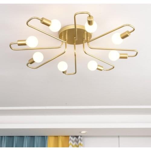 Retro Iron Ceiling Chandelier Lamp for Living Room Bedroom Loft Home Decoration Gold Lustre Vintage Nordic Led Lighting Fixture