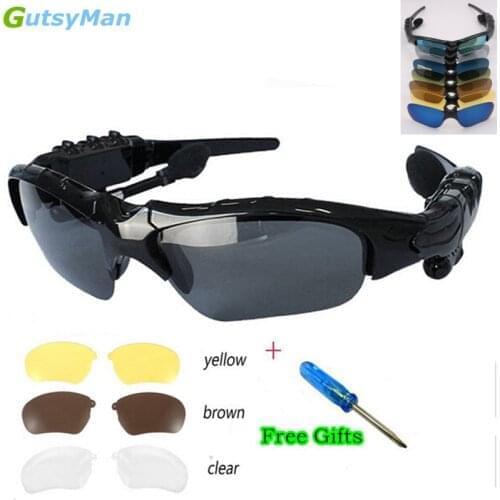 GutsyMan Sport Stereo Wireless Bluetooth 4.1 Headset Telephone Driving Sunglasses/mp3 Riding Eyes Glasses With colorful Sun lens