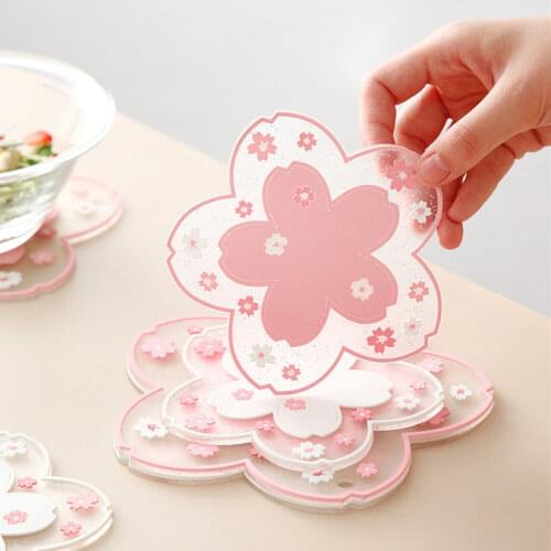 1pc Japan Style Cherry Blossom Heat Insulation Table Mat Family Office Anti-skid Tea Cup Milk Mug Coffee Cup Coaster