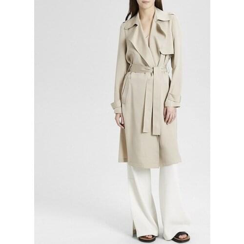 Early Spring Light Sand Color Thin Belt Trench Coat Women