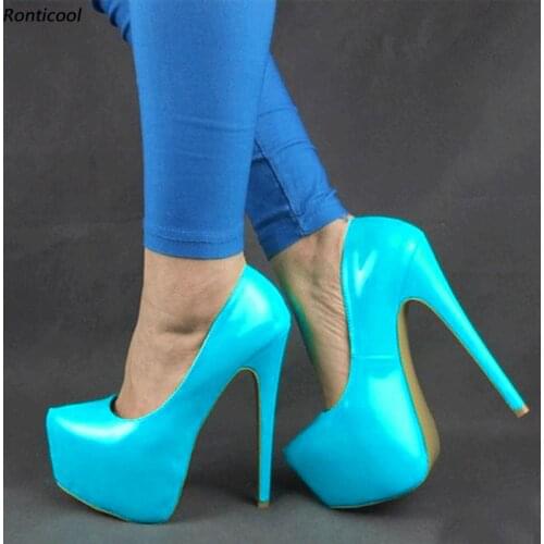 Ronticool Classics Women Pumps Sexy Stiletto Heels Round Toe Gorgeous 9 Colors Night Club Wear Shoes Women US Plus Size 5-15