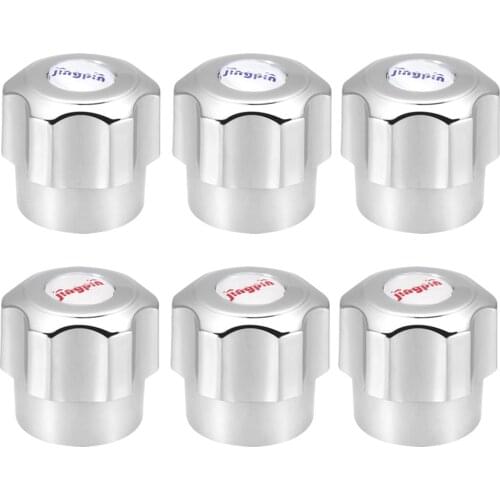Uxcell 6 Pcs Faucet Knob Handle 30mm Dia Universal Faucet Replacement Knob Silver Tone