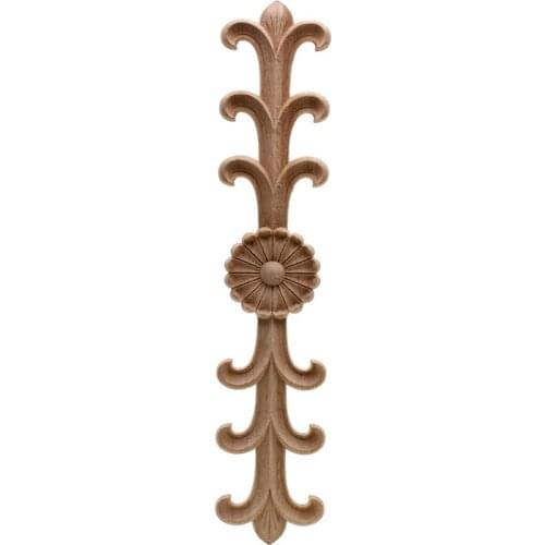 VZLX Wood Carving Decal Bed Windows Wooden Miniatures Unpainted Furniture Cabinet Decorative Figurines Applique Home Decoration
