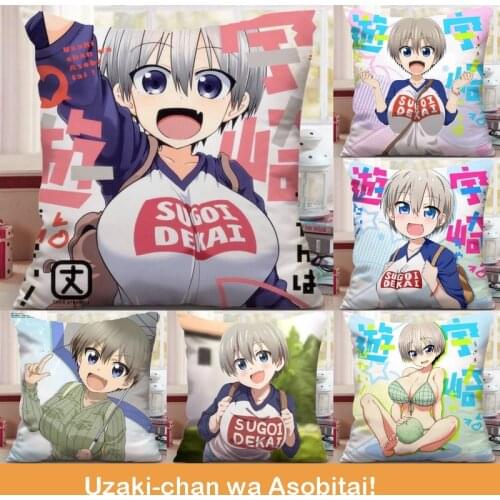 Japan Anime Uzaki-chan wa Asobitai! Uzaki Hana Square Dakimakura Plush Stuffed Throw Pillow Otaku Bed Sofa Cushion Cosplay
