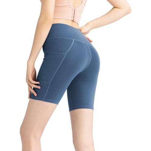 Summer Tights Female Side Pocket High Waist Lift Hip Five Point Fitness Leggings Fast Dry Running Yoga Pants Mujer 6 Colors