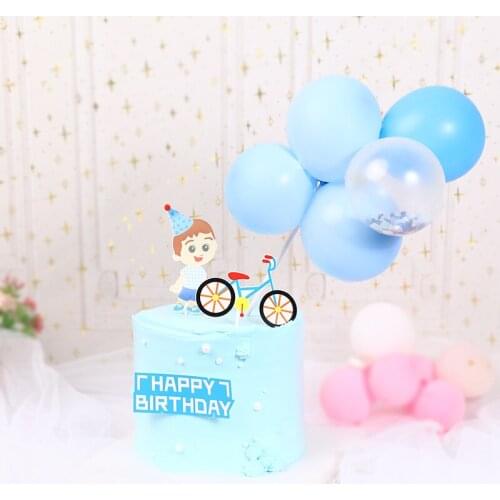 1set Balloon Happy Biryhday Girl Boy Cake Topper Set Birthday Party Decoration Cake Toppers Baby Shower Wedding Decor Supplies