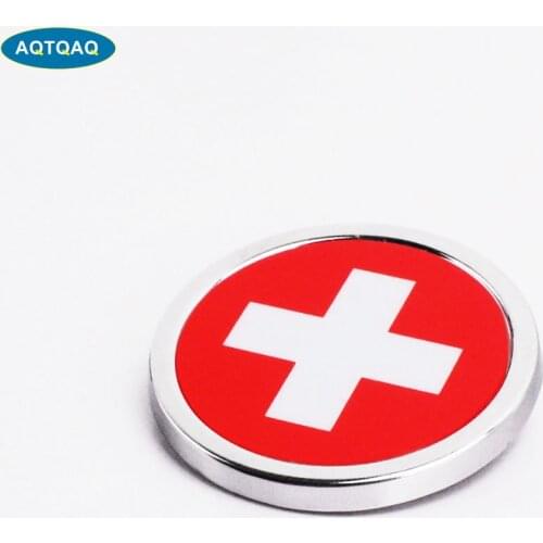 1 Pcs Car Exterior Accessories Switzerland Flag Sticker Metal MINI Round Emblem For Toyota Rover Dodge Skoda