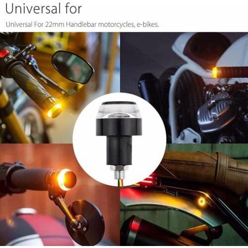 2pcs LED 22mm Motorcycle Handlebar End Turn Signal Light Yellow Universal Indicator Flasher Handle Bar Blinker Side Marker Lamp