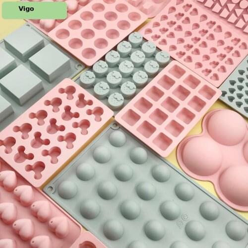 3D Strawberry Heart-shaped Hemisphere Square Silicone Mold Donut Fudge Chocolate Ice Cube Biscuit DIY Cake Baking Tool Soap Mold