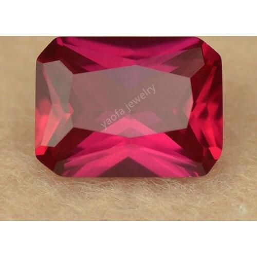 5A 2x4~15x20mm 5# Rose Red Rubys Corundum Stone Loose Rectangle Cut Octangle Shape Synthetic Corundum Beads Gems For jewelry
