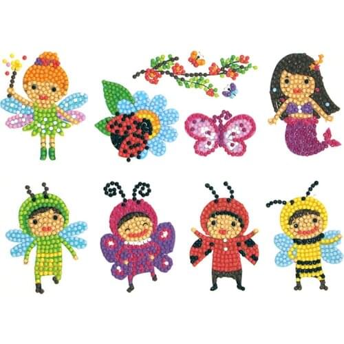 5D Diamond Painting Stickers Kit Cartoon Unicorn Princess Diamond Paint by Number Kids DIY Sticker For Girls Boys Birthday Gifts