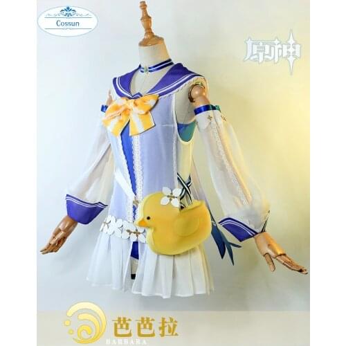 Anime! Genshin Impact Barbara Shining Concerto Swimsuit Lovely Uniform Cosplay Costume Halloween Party Outfit Swimwear Women NEW
