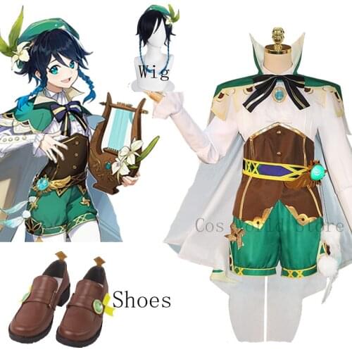 Anime Game Genshin Impact Wendi Cosplay Costumes Women Dress With Wig Shoes Weapon Props Outfit Halloween Party Clothing Suit