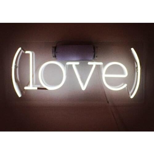 14“ Love White Acrylic Custom Neon Light Lamp Sign Beer Bar Handmade Real Glass Decorate Home Wall Room Windows Art Artwork