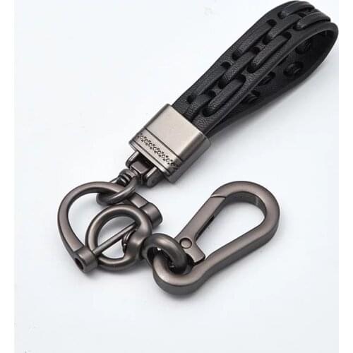 Luxury Genuine Leather Lanyard Car Keychain Men Women Horseshoe Buckle Key chain Vintage High Quality Fashion Key ring Auto