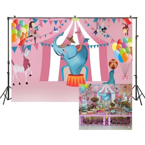 HUAYI Photography Backdrop Birthday Party Desserts Table Decor Photobooth Background Circus Carnival Baby Shower Backdrop W-3555