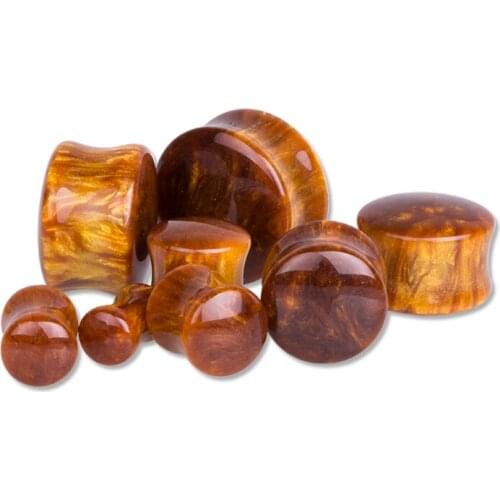 2pcs Brown Pattern Resin Ear Plug Gauge Resin Piercing Expander Stretcher Flesh Tunnel Body Jewelry 6-20MM