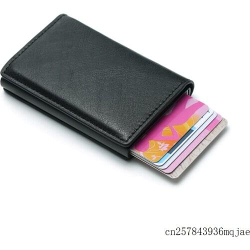 50 Pcs Anti-theft Men Vintage Credit Card Holder Blocking Wallet Leather Aluminum Metal Purse Storage Bags