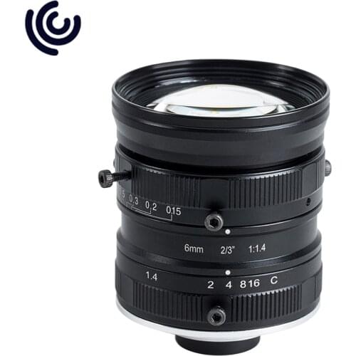 C mount Lens 6mm for 2/3" Sensor USB Machine Vision Camera