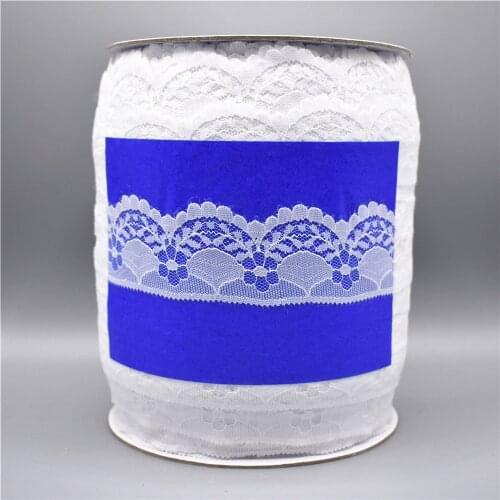 Wholesale 300yards/Roll White Lace Ribbon Tape Wide/40mm Lace Trim Embroidered Sewing African Lace Fabric Lace Applique Material