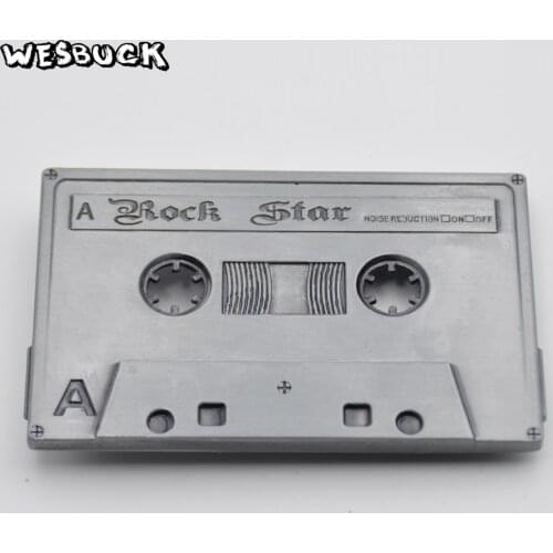 WesBuck Brand Music Belt Buckles Metal for Man Women Rock Star Tape Gray West Buckles With PU Belt Festive gifts