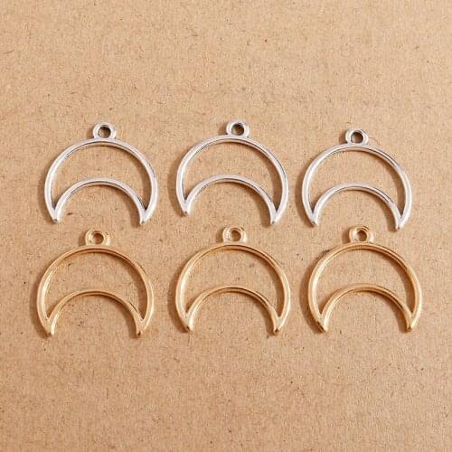 30pcs 19*19mm Metal Hollow Out Moon Charms Geometric Circle Pendant for Necklace Bracelets Jewelry Making DIY Handmade Crafts