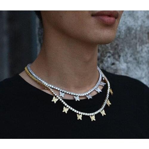 Fashion gold and Silver Butterfly Pendant Necklace womens shiny crystal clavicle chain fashion new design jewelry party gift