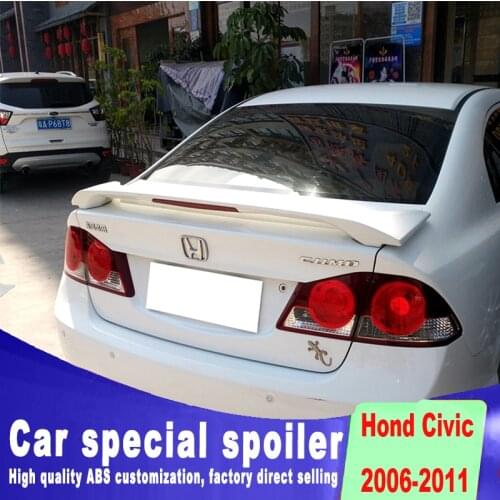 Fashion clamp style Punching installation spoiler 2006 to 2011 For honda civic rear trunk primer high quality sopoilers