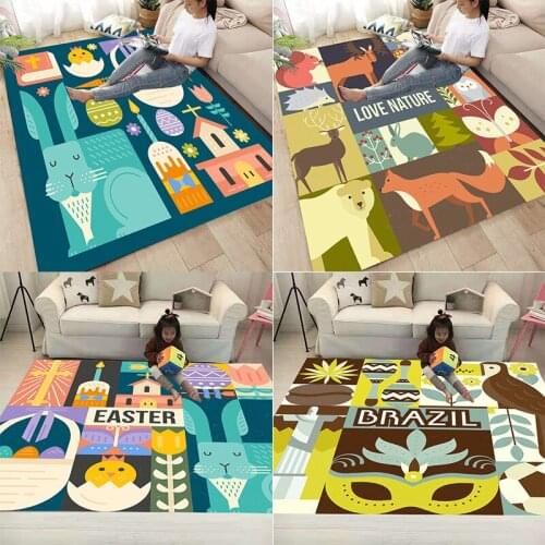 Cartoon children rug colorful soft cute home carpet 3d living room carpet bedroom baby area rugs kids room floor mat custom
