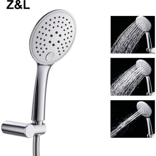 Z&L Chrome Plated Handheld Bathroom Shower Head 3 Modes Adjustable Rainfall Pulse Rain Shower Heads