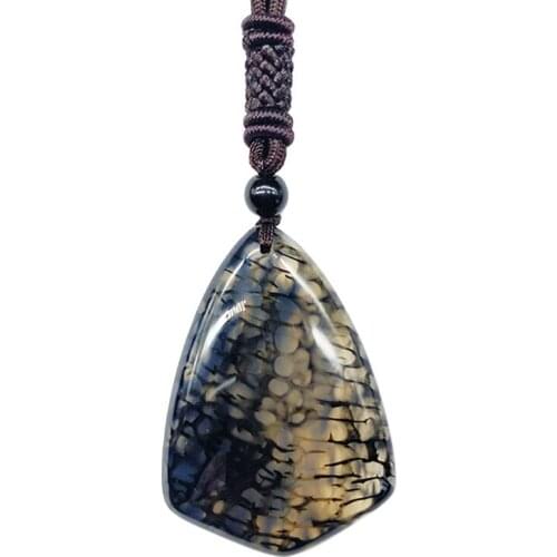 SHIYM Drop Ship Ice Crack Water Drop Jade Necklace Pendant Mens Pendant Womens Jewelry With Chain Black Jade Jewelry