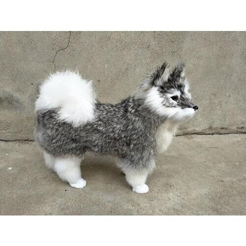 New simulation gray dog polyethylene & furs cute husky doll gift about 23x20cm 222