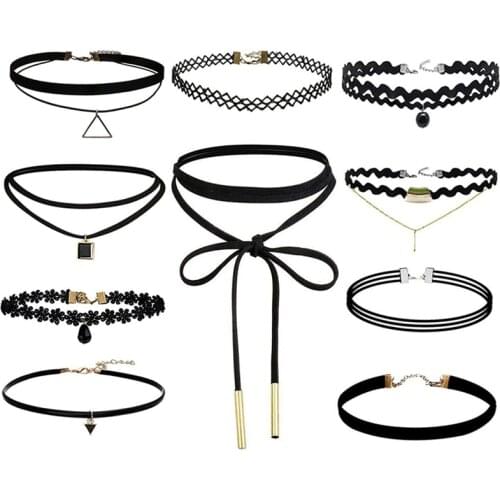 One Or 10pcs Choker Necklace Black Lace Velvet Strip Woman Collar Party Jewelry Neck Accessories Chokers Handcrafted Necklace