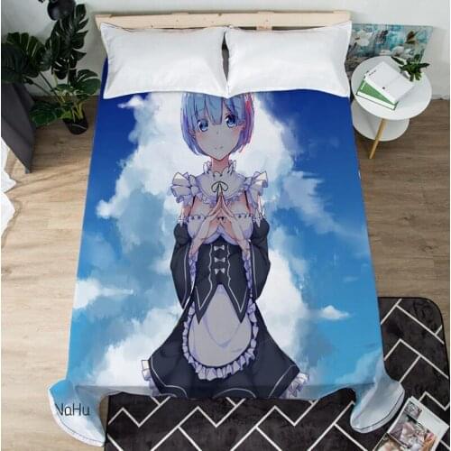 Anime Re:Life In A Different World From Zero Bed Sheet Coverlet Children Room Bed Sheet Bed Linen (NO Duvet Cover Pillowcase) 04
